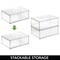 mDesign Plastic Stacking Closet Storage Organizer Bin with Drawer, 4 Pack, Clear